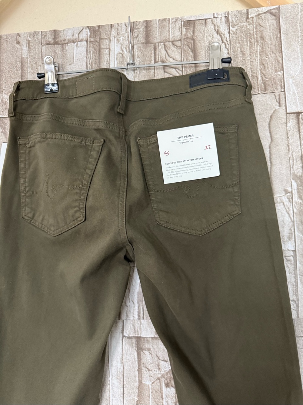 AG Adriano Goldschmied The Prima Olive Green Cigarette Leg Jeans - Picture 4 of 5